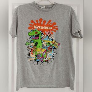 Nickelodeon 90s Nicktoons Mens M Preshrunk Short Sleeve T Shirt Gray Del…